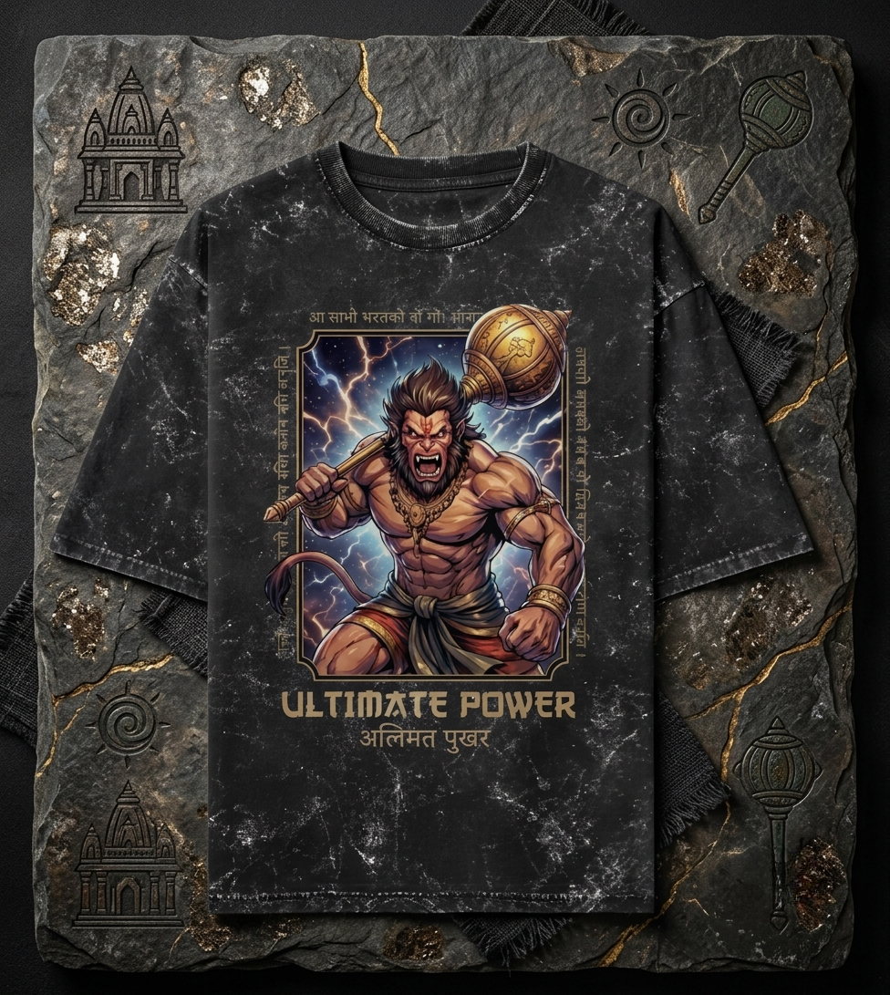 Hanuman Ji Acidwash oversized tshirt men