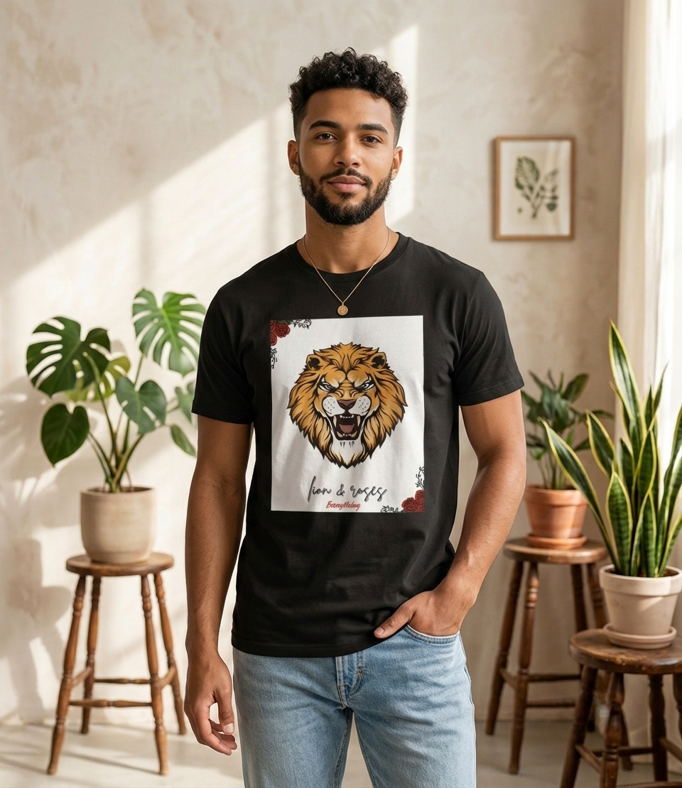 Lion T-Shirt for Men - Cool Graphic Print Tees